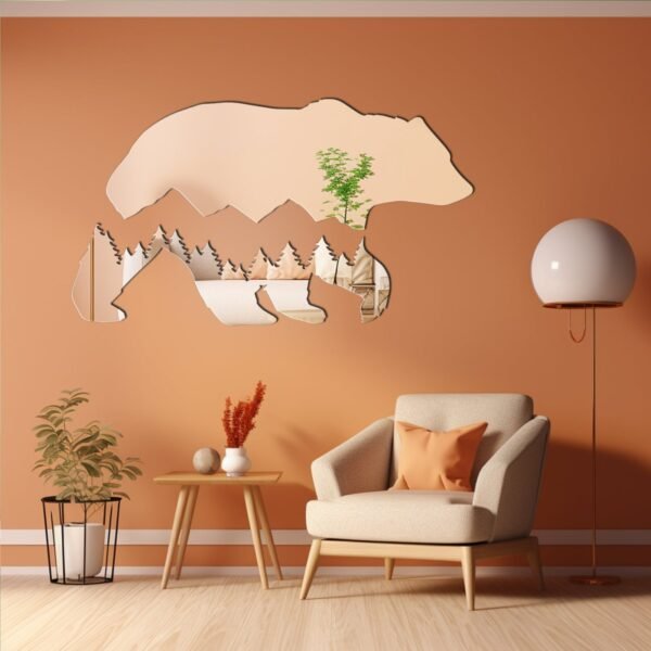 Adventure-inspired bear mirror for wall decor.