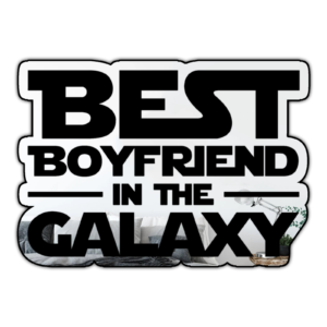 Mirror with 'Best Boyfriend In The Galaxy' text and stars.