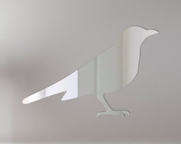 Blackbird silhouette with 'Welcome' text on mirror sign.