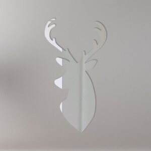 Decorative 'Buck 2' mirror sign with antler design and reflective surface.