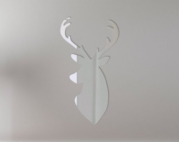 Decorative 'Buck 2' mirror sign with antler design and reflective surface.