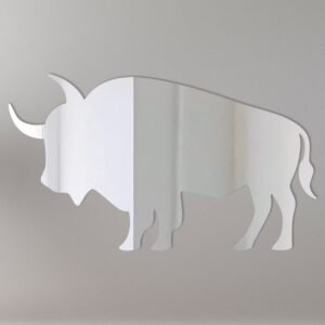 Buffalo-shaped mirror with 'Buffalo 2' text and neon light accents