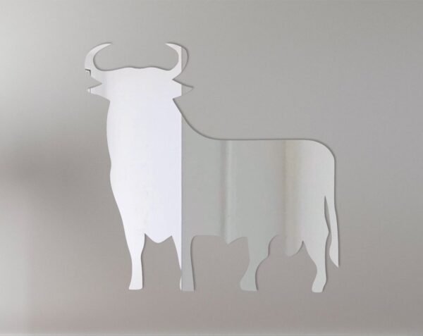 Mirror sign shaped like a bull with the number 2 on it.