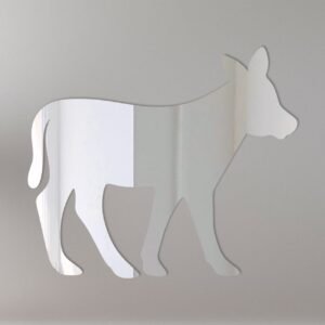 Reflective 'Calf Mirror' road sign with calf graphic and bold text.