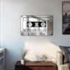 Mirror designed to resemble a classic cassette tape