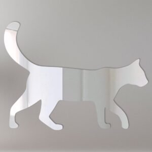 Cat-shaped mirror with 'You Look Purrfect' text.