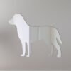 Chesapeake Bay Retriever-shaped mirror with wooden frame.