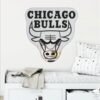 Chicago Bulls logo on a round decorative mirror.