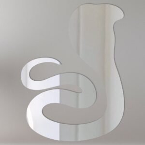 Cobra-shaped mirror with 'Welcome' text in a bar setting.