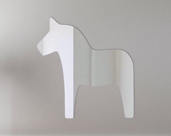 Decorative mirror shaped like a traditional Swedish Dala horse.