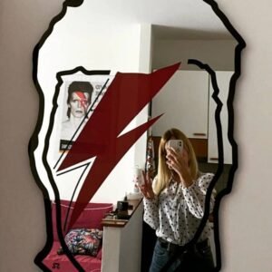 Wall mirror featuring a silhouette of David Bowie.