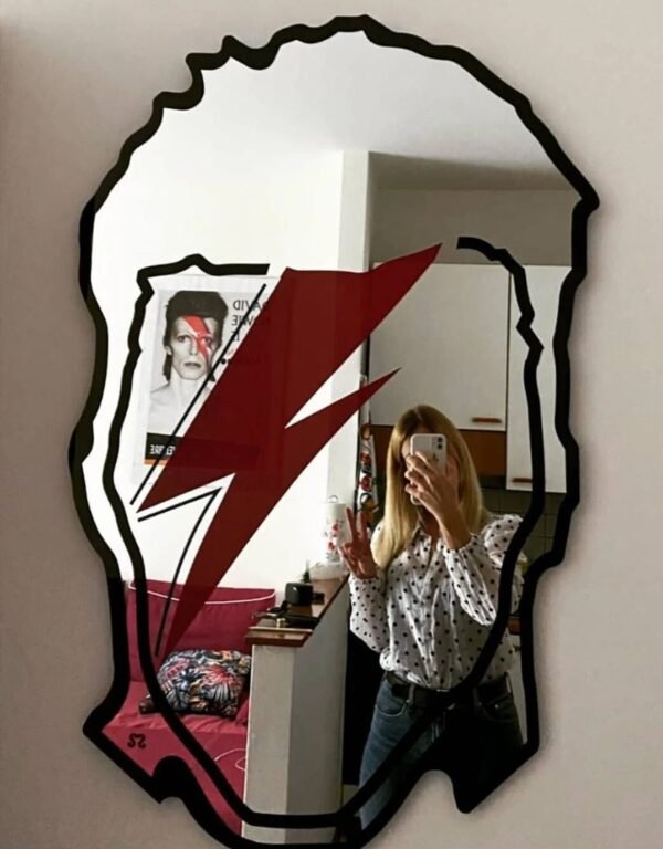 Wall mirror featuring a silhouette of David Bowie.