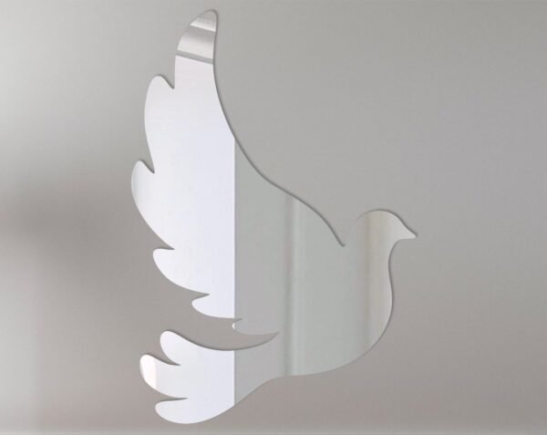 Dove-shaped mirror with '2' and 'Dove' text