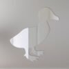 Duckling-shaped mirror with 'Welcome' sign.
