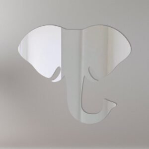 Decorative mirror shaped like an elephant head with detailed etching.