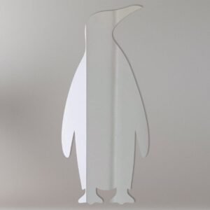 Reflective sign featuring an emperor penguin illustration.