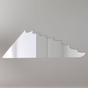 Decorative mirror shaped like a fish fin with reflective surface.