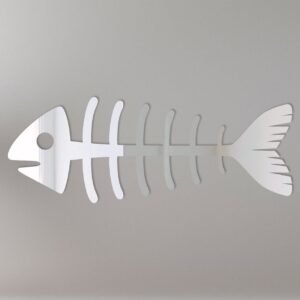 Decorative mirror shaped like a fish skeleton.