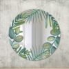 Chic round mirror with an artistic floral border.