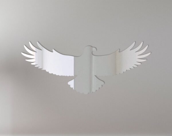 Flying Eagle reflected in a circular mirror sign.