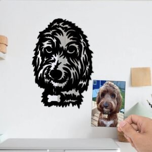 Custom pet-shaped mirror featuring a photo of a dog or cat.