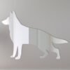 German Shepherd shaped mirror with 'Welcome' sign.