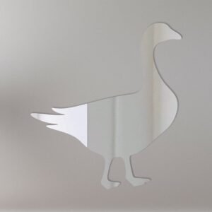 Reflective 'Goose 2' road sign with mirror finish and goose silhouette.