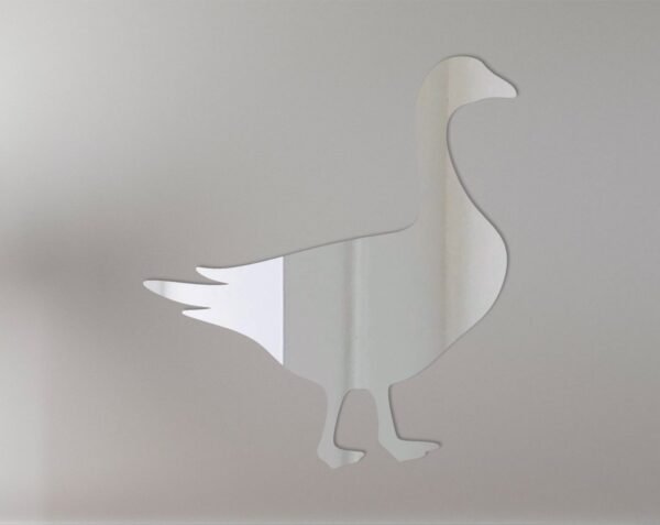 Reflective 'Goose 2' road sign with mirror finish and goose silhouette.