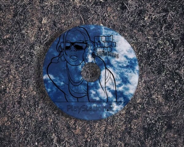 Circular mirror with "GTA San Andreas" disc border.