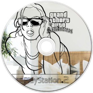 GTA San Andreas" disc used as a reflective mirror.