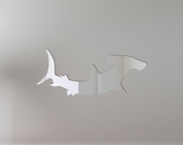 Reflective sign with a hammerhead shark design and the text 'Shark 1'.