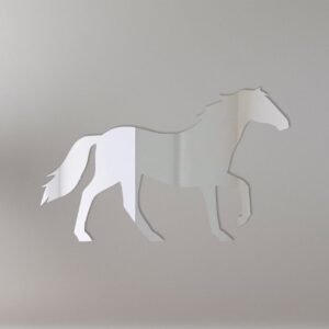 Reflective horse silhouette with a '1' on a mirror sign.