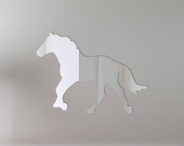 Reflective horse-shaped sign with the number '2' in the center.