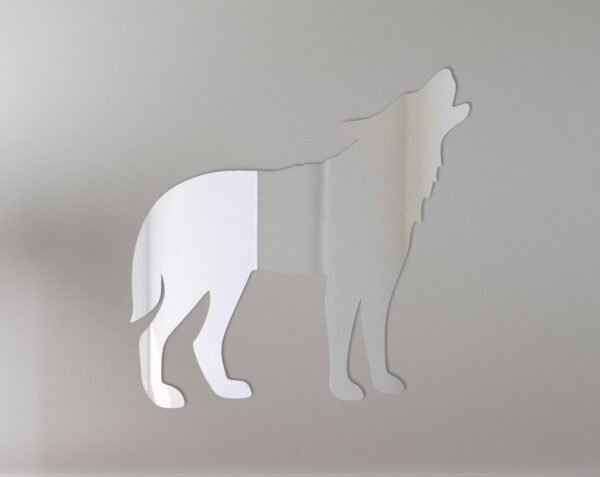 Mirror sign featuring a silhouette of a howling wolf.