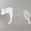 Reflective sign with hyena silhouette and warning text.