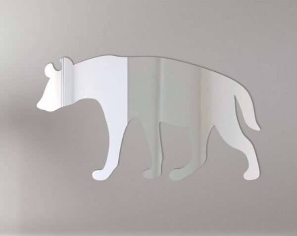 Reflective sign with hyena silhouette and warning text.