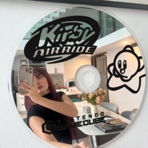 Custom Kirby CD mirror with a glossy printed finish and round shape.