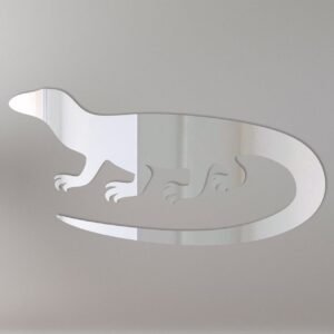 Reflective sign featuring a Komodo dragon illustration.