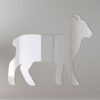 Lamb-shaped mirror with 'Welcome' sign hanging from a rustic twine.