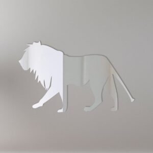 Lion-shaped mirror with 'Lion 2' text.