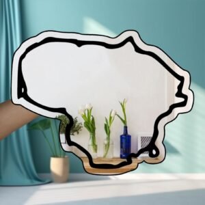 Lithuania Lietuva Minimalistic Country Outline Mirror