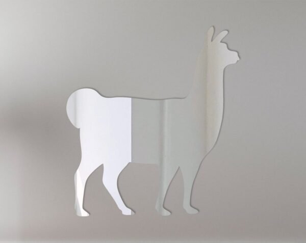 Llama-shaped mirror with a '2' sign