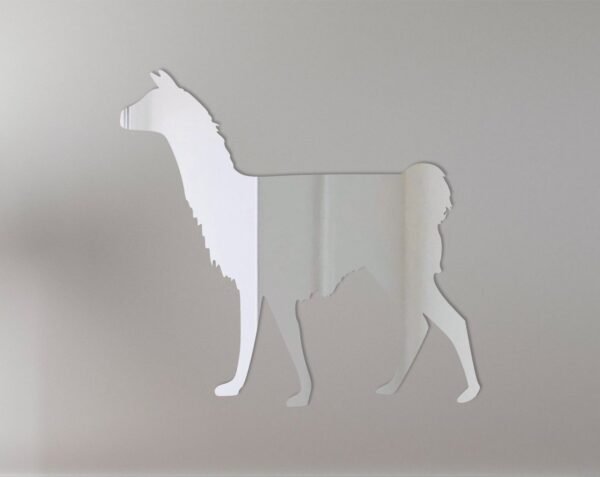 Llama-shaped mirror with text 'You Look Llamazing'.