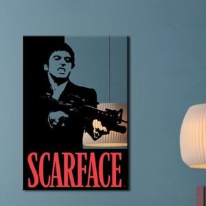 Tony Montana portrait with gun in mirror art print.