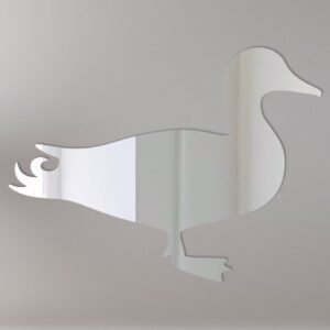 Decorative mirror shaped like a mallard duck in flight.