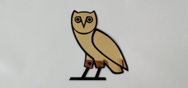 OVO owl mirror mounted on a white wall.