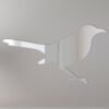 Reflective 'Mockingbird Mirror Sign' with elegant script and bird design.