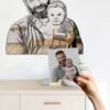 Custom portrait mirror featuring a personalized photo print