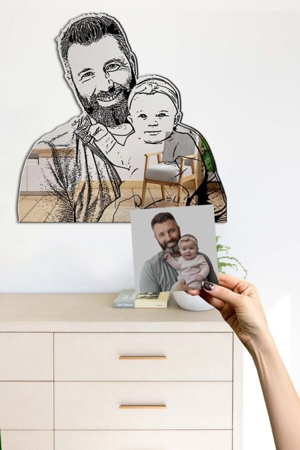 Custom portrait mirror featuring a personalized photo print