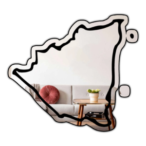 Mirror with a sleek outline of Nicaragua's map.